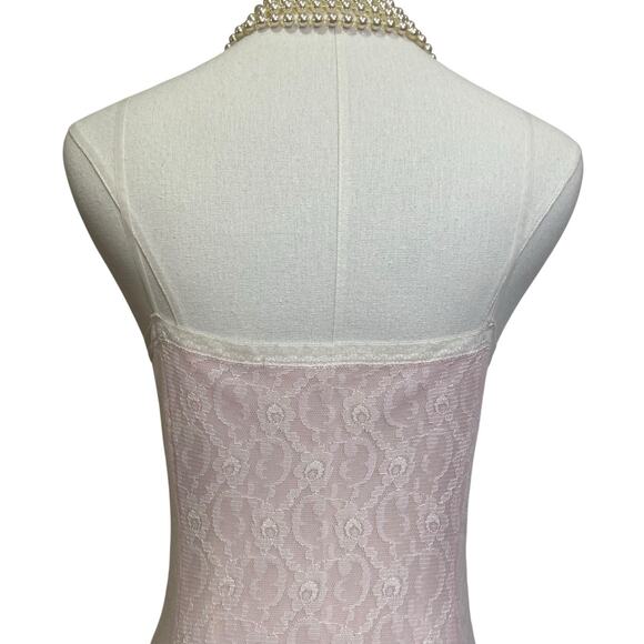 Vintage 60s Germany Pink Nylon Chiffon All Lace Full Slip Dress Women’s Size S - Picture 7 of 10